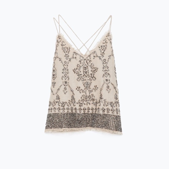 NWOT ZARA EMBELLISHED TOP - Picture 1 of 4